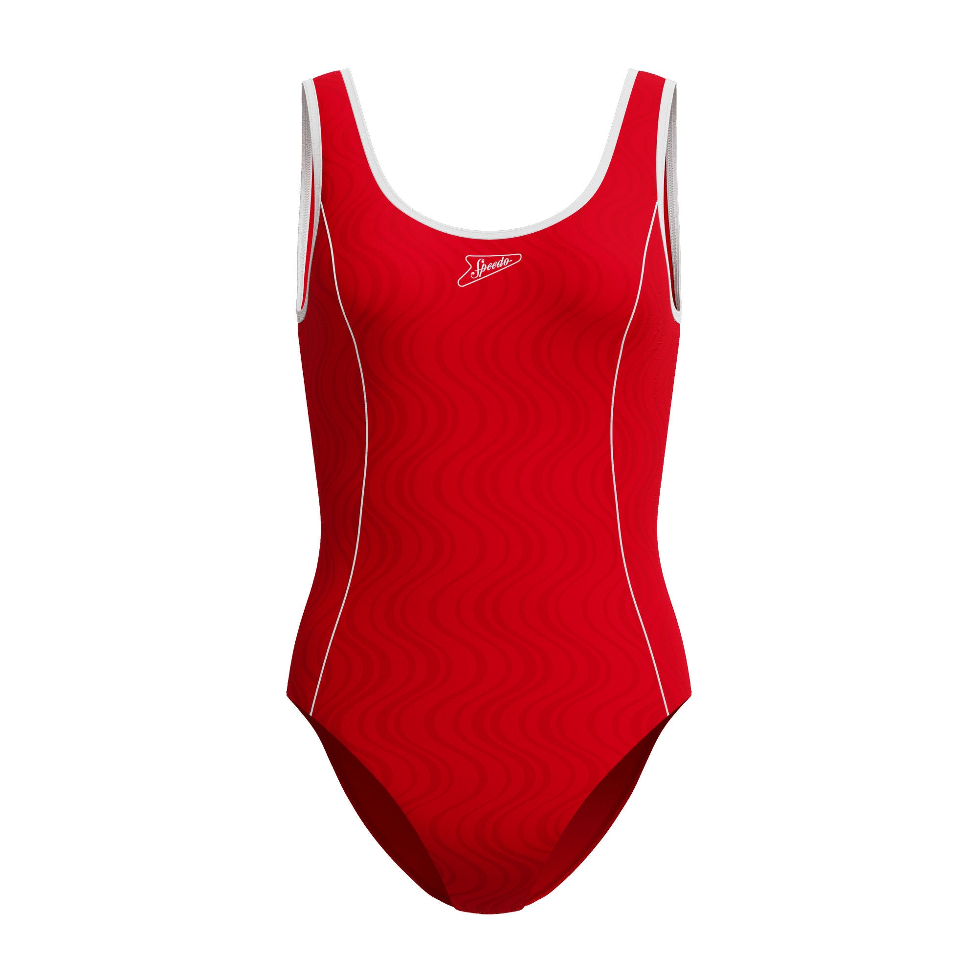 Texture Bound Scoop Damen Badeanzug | Rot
