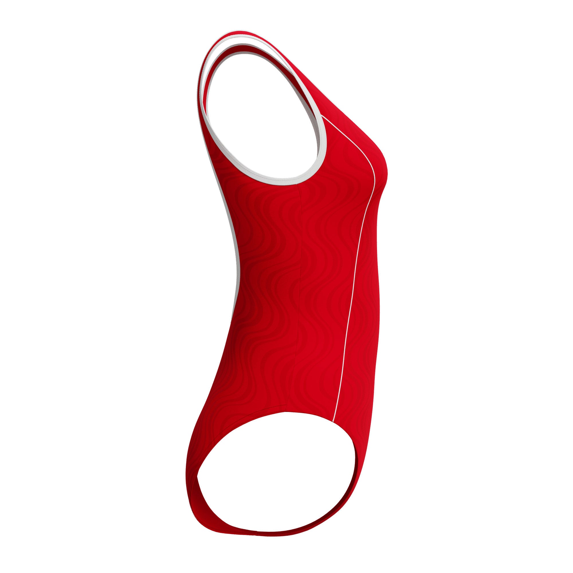 Texture Bound Scoop Damen Badeanzug | Rot