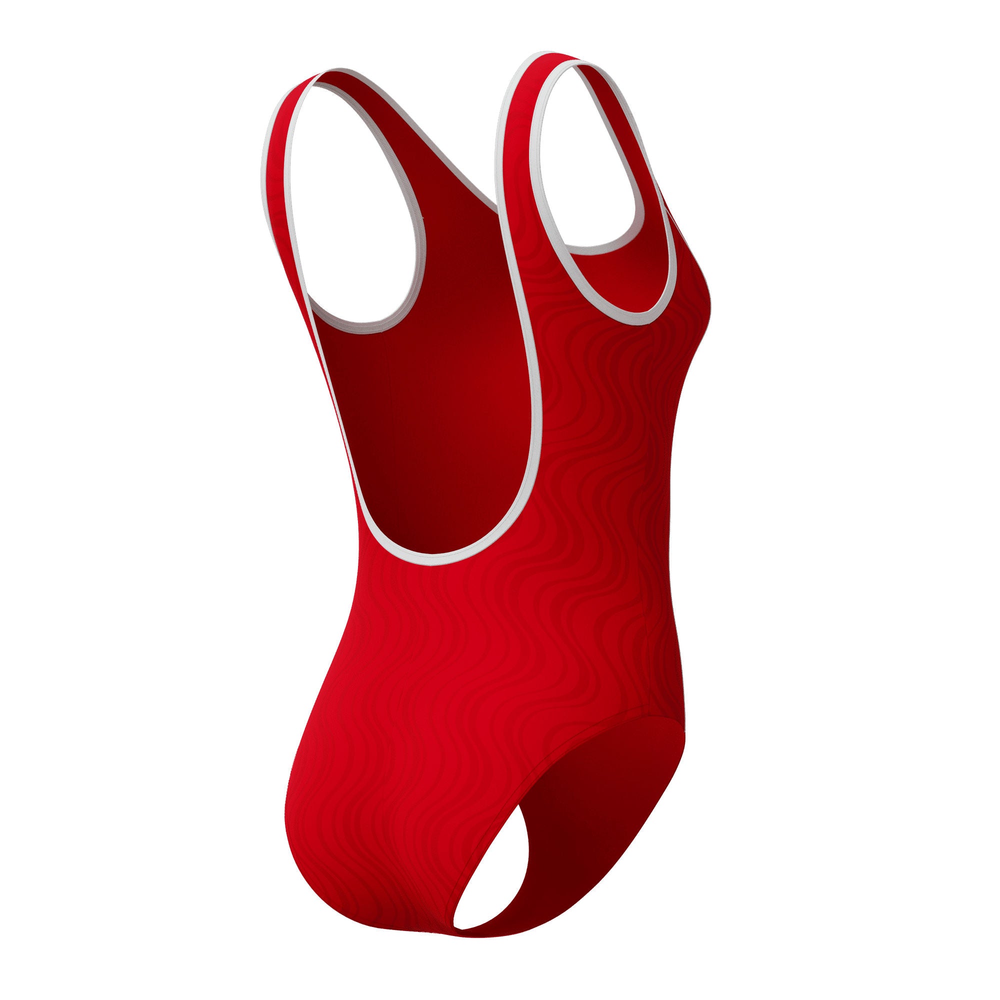 Texture Bound Scoop Damen Badeanzug | Rot