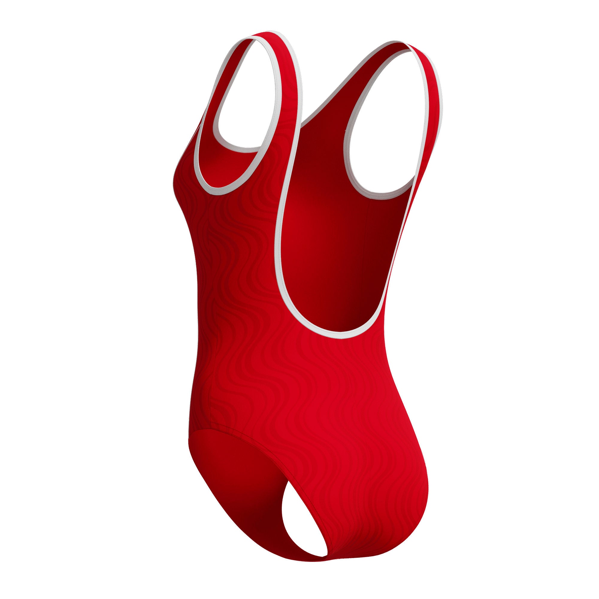 Texture Bound Scoop Damen Badeanzug | Rot