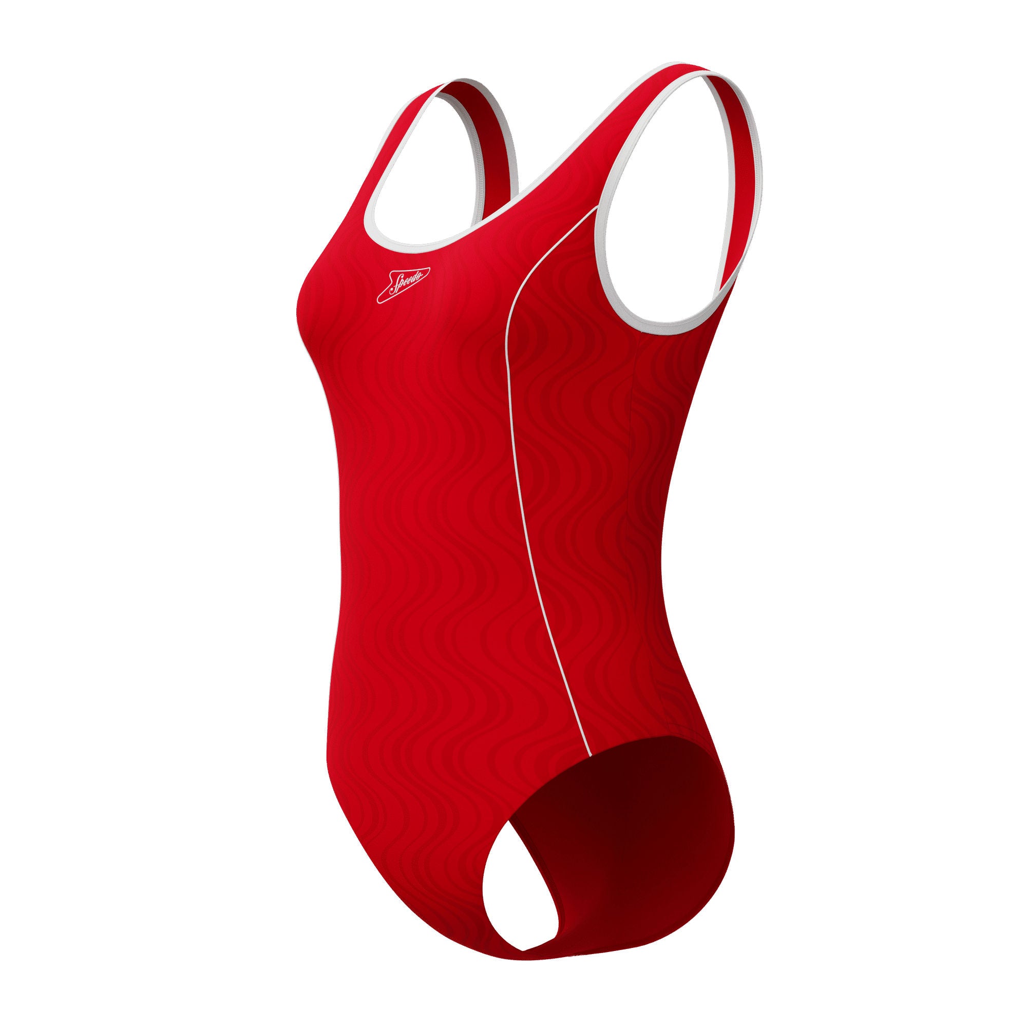 Texture Bound Scoop Damen Badeanzug | Rot