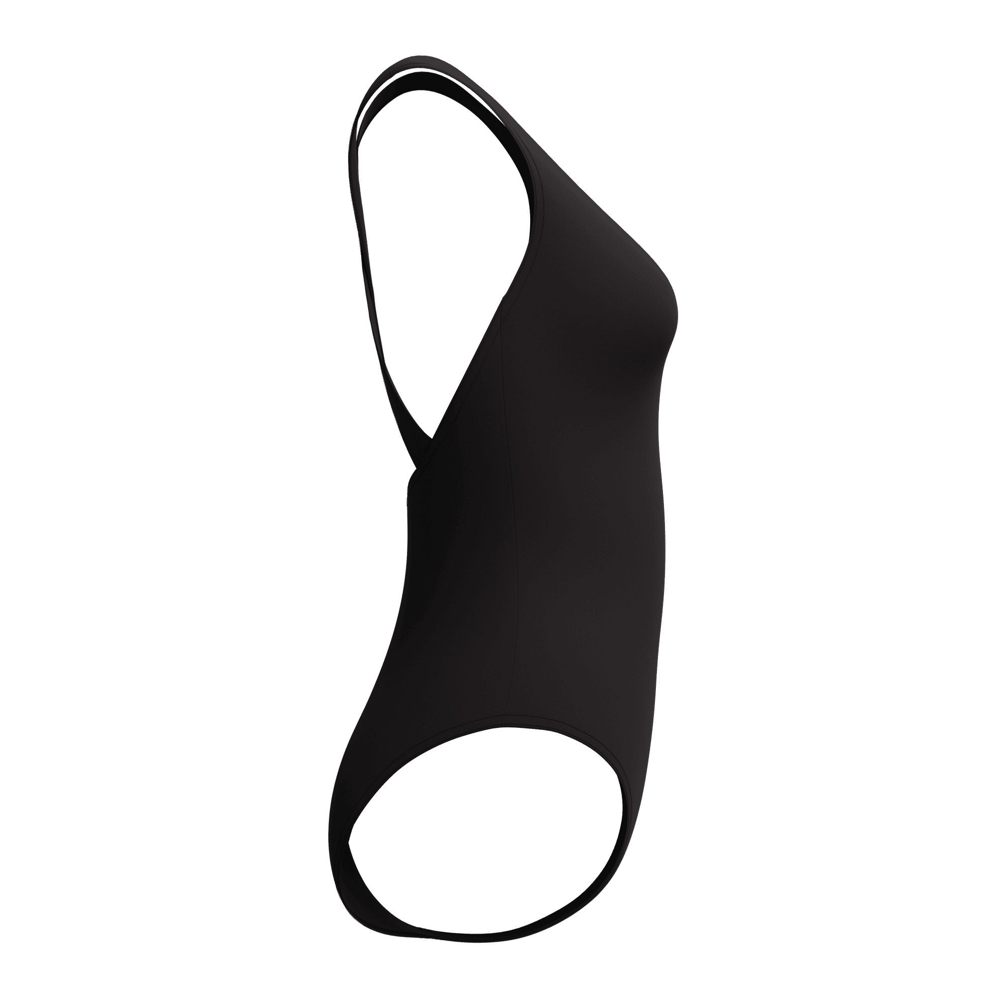 Solid Scoop Neck Damen Badeanzug | Schwarz