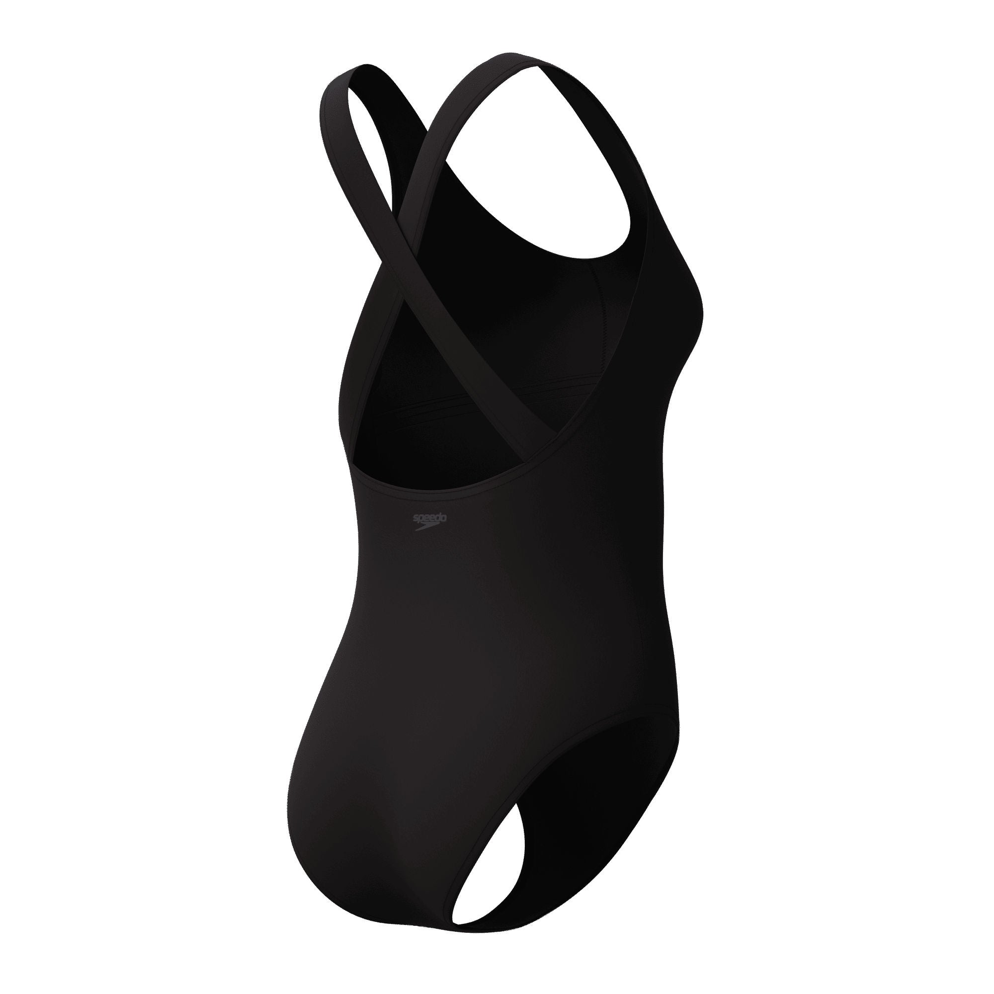 Solid Scoop Neck Damen Badeanzug | Schwarz