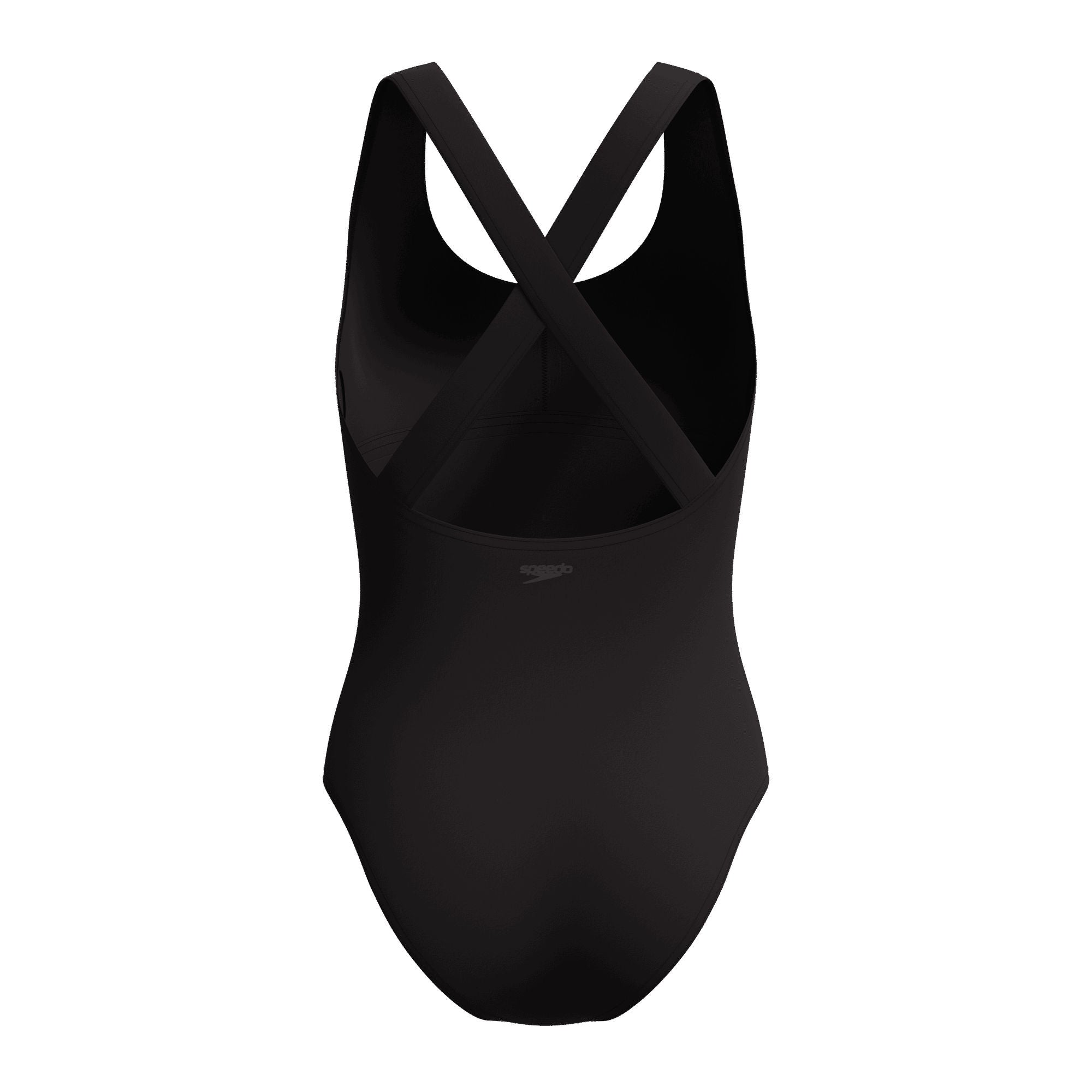 Solid Scoop Neck Damen Badeanzug | Schwarz