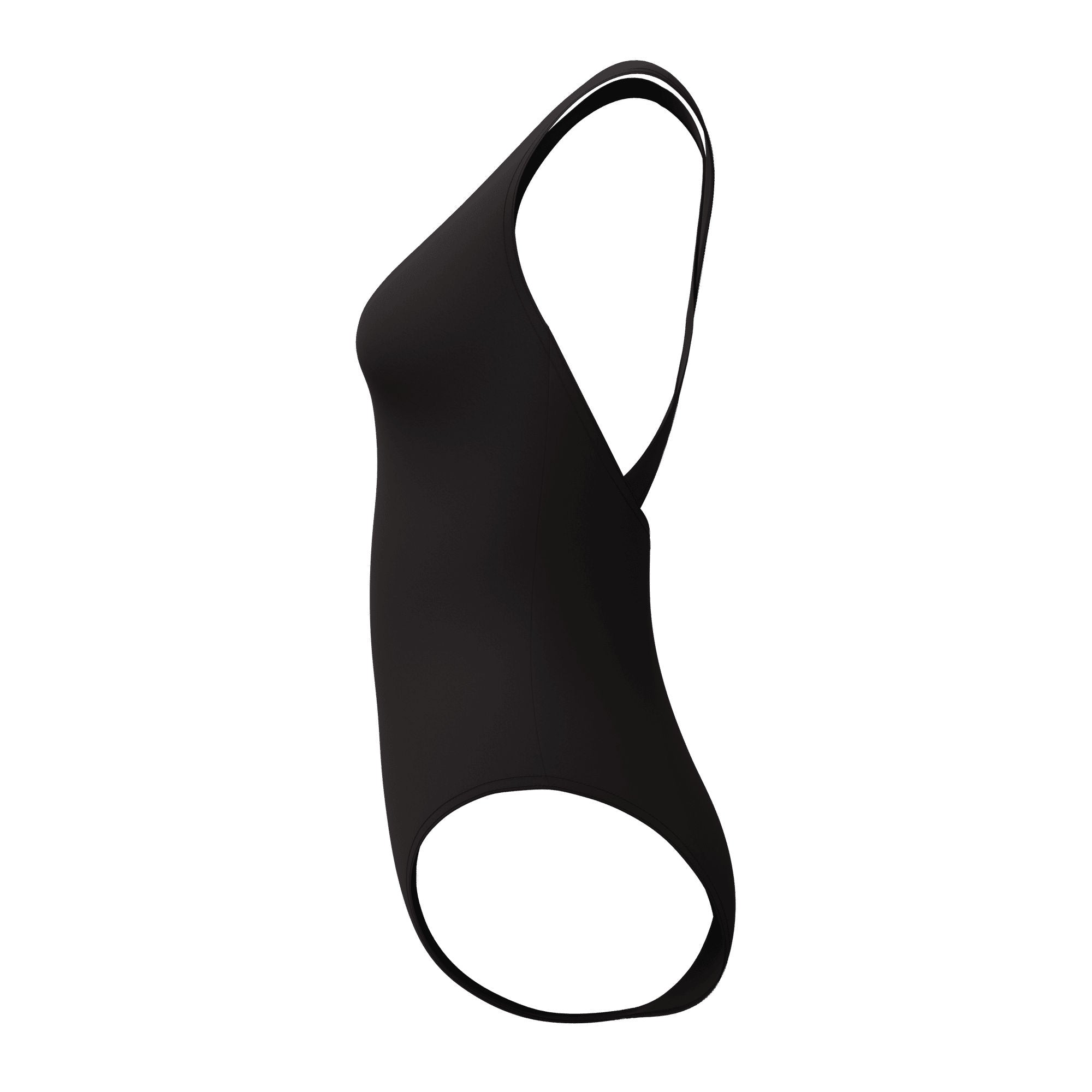 Solid Scoop Neck Damen Badeanzug | Schwarz