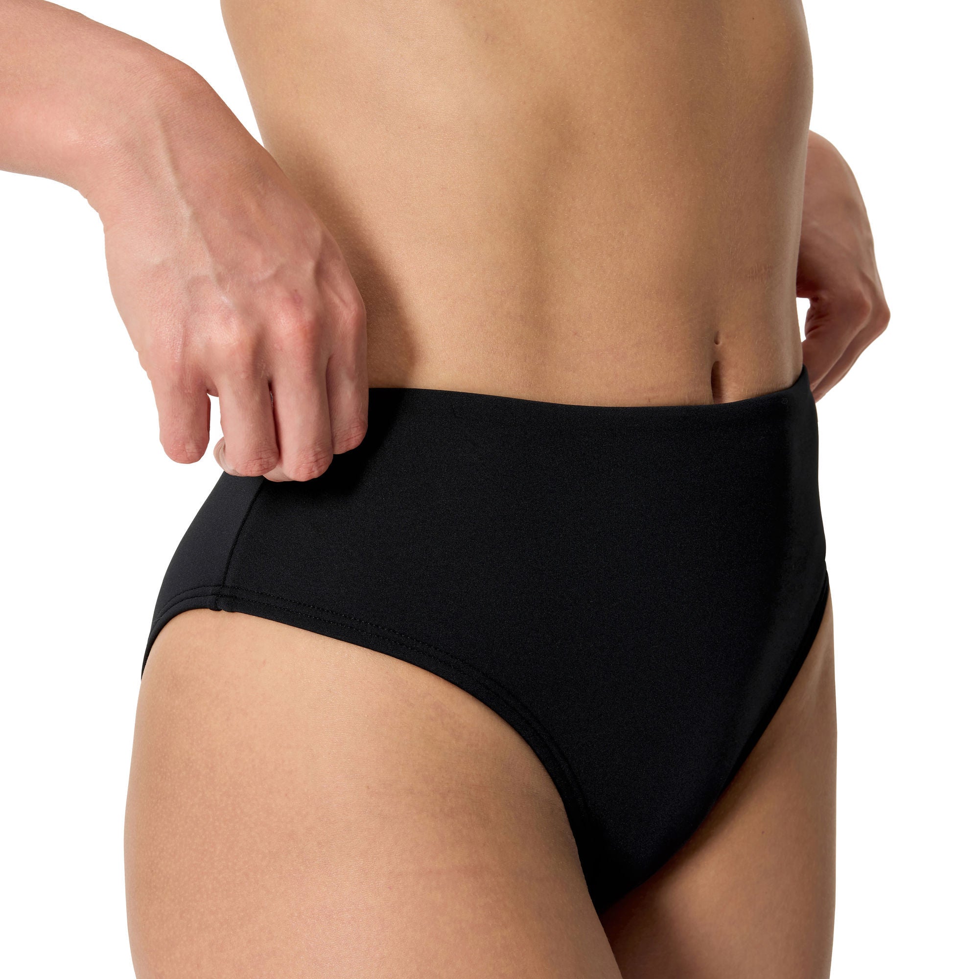 Solid Cheeky HW Damen Bikinihose | Schwarz