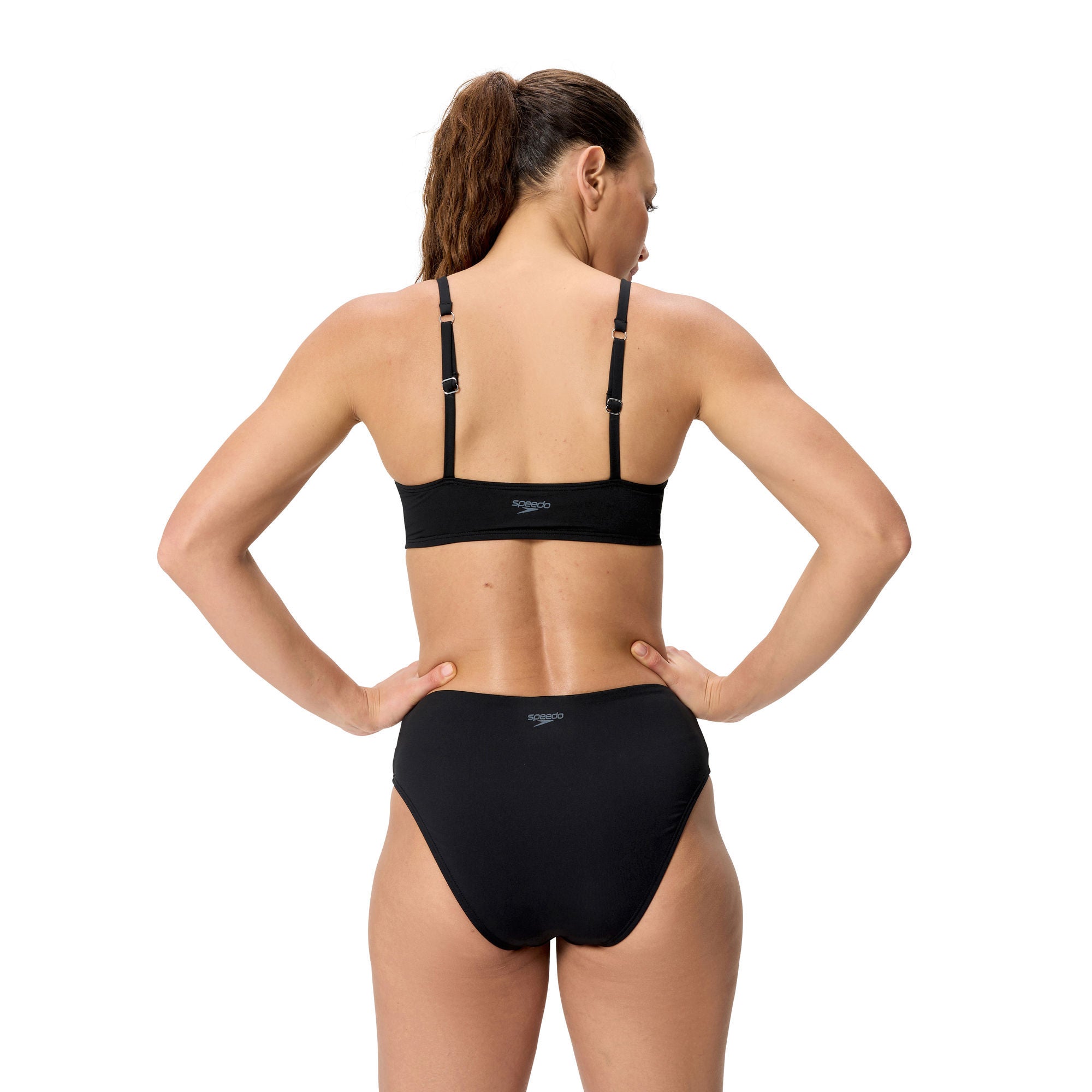 Solid Cheeky HW Damen Bikinihose | Schwarz