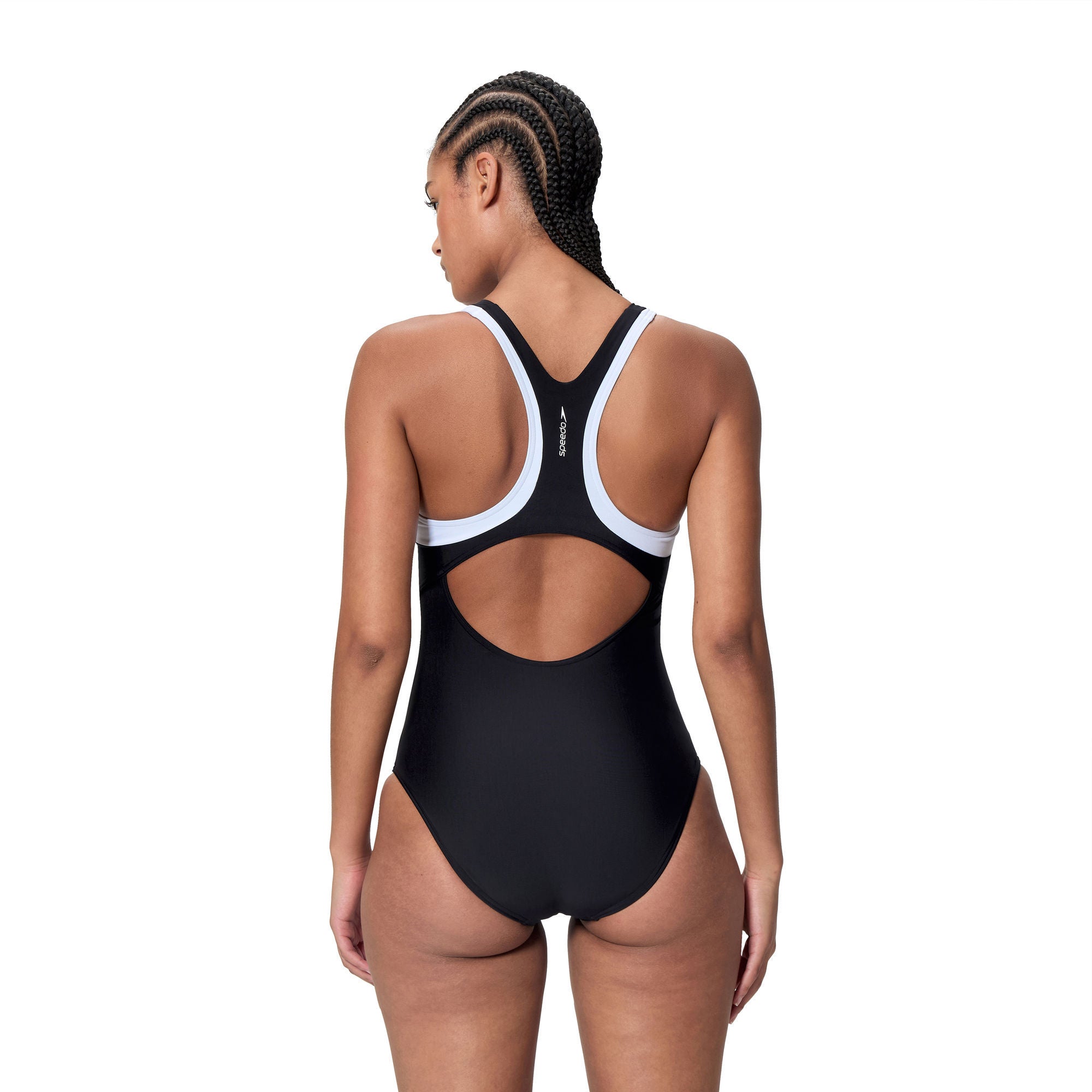 Colorblock Racerback Damen Badeanzug | Schwarz