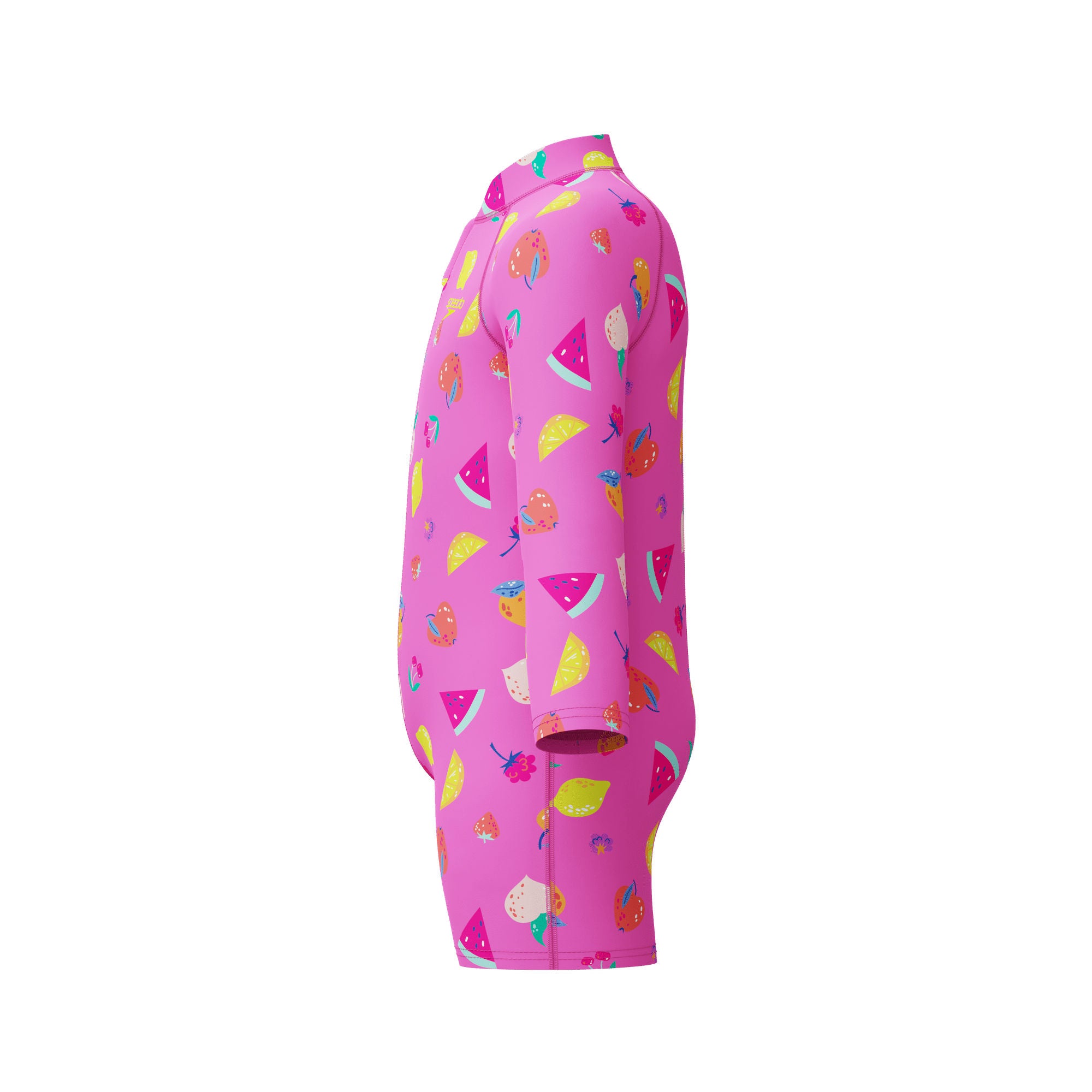 Long Sleeve Print Zip Mädchen Badeanzug | Pink